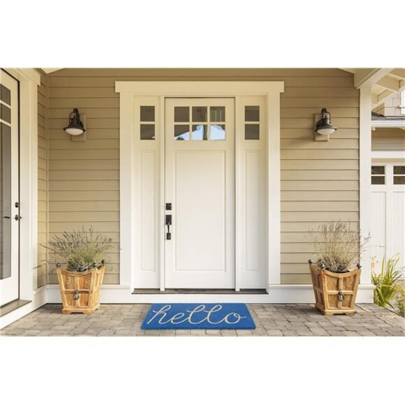 Hello Coir Fiber Doormat NonSlip Durable Outdoor/Indoor, Pet Friendly,18x30,Blue - Picture 5 of 7